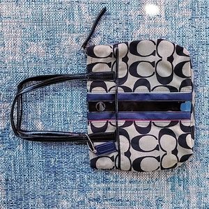 Coach signature striped tote